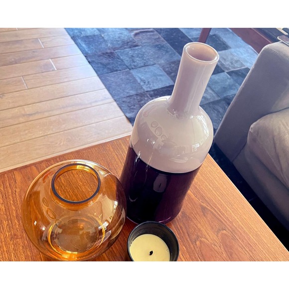 Modern Lavender and Amethyst Mouth Blown Glass Vase - Picture 5 of 8